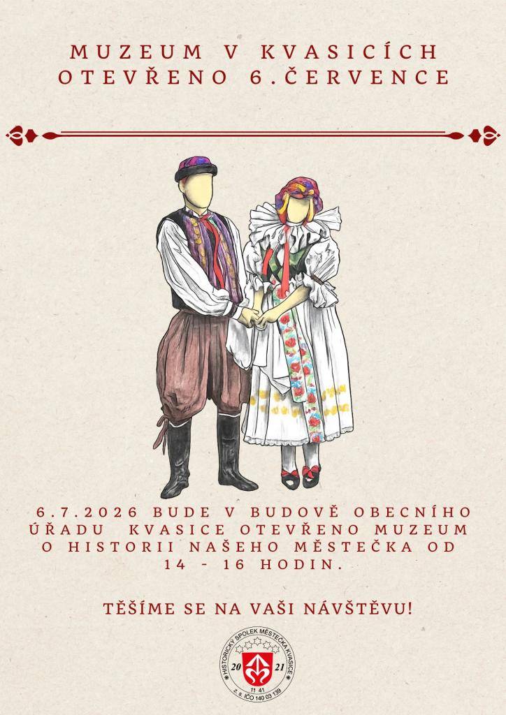 Historický spolek městečka Kvasice zve do Kvasického muzea, které bude mimořádně otevřeno pro veřejnost v pondělí 6.7. od 14 do 16 hodin.