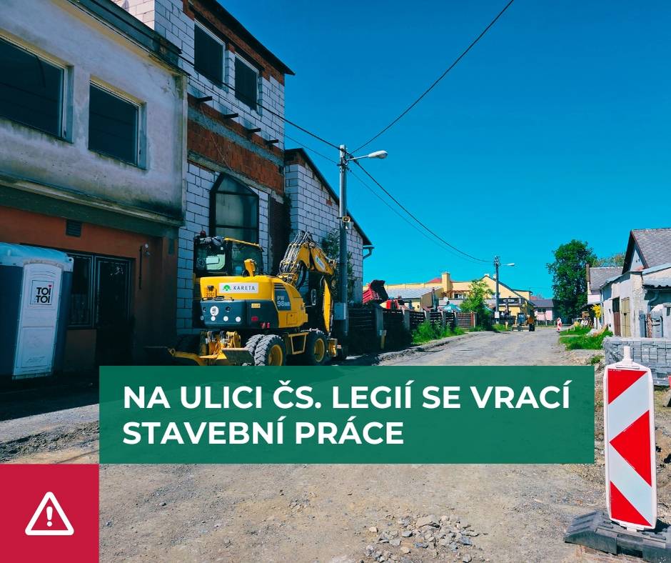 Po delší technologické a organizační přestávce budou pokračovat práce na obnově komunikace v ulici Čs. legií, která je součástí oprav po loňských povodních.