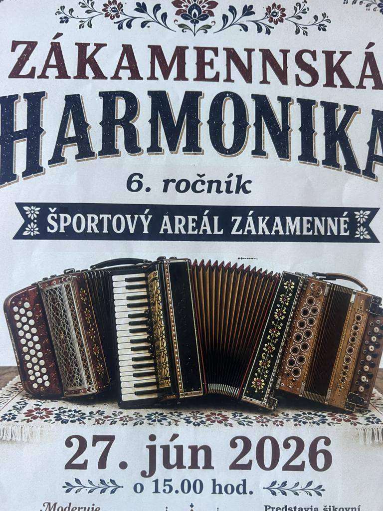Organizátori podujatia „Zákamenská harmonika“ Vás pozývajú na 6. ročník krásneho folklórneho podujatia.