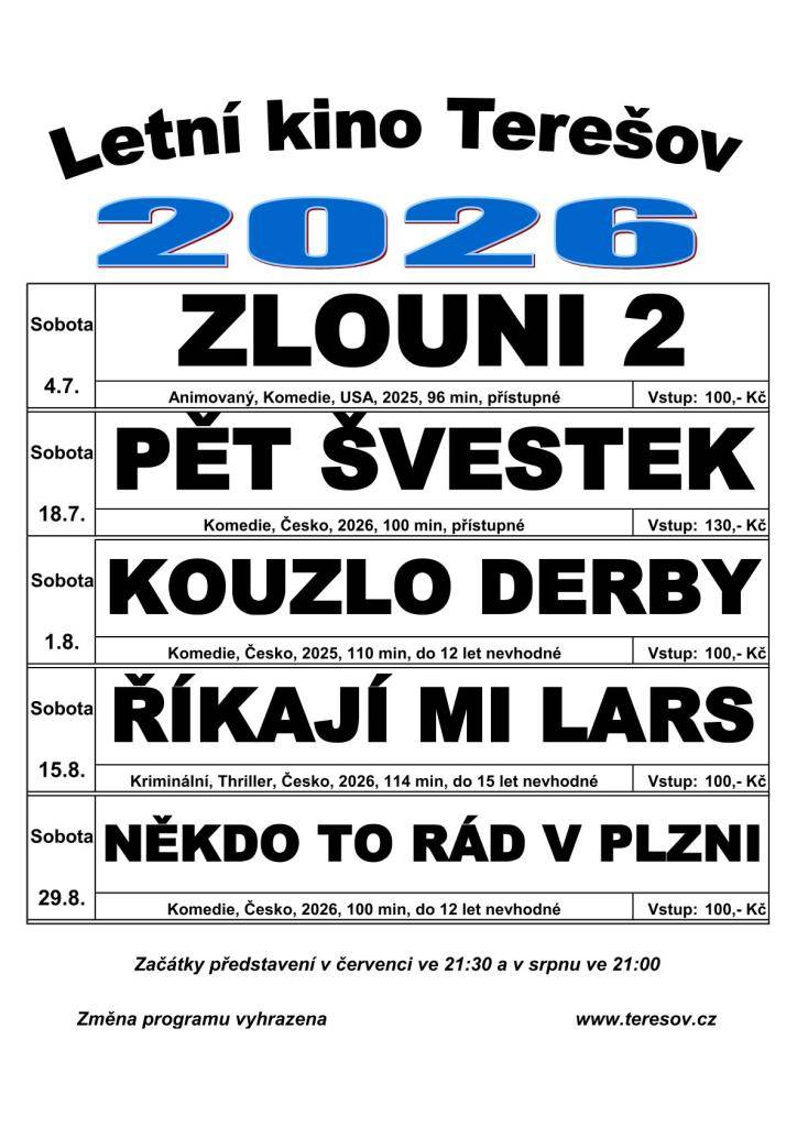 Letní kino TEREŠOV  program