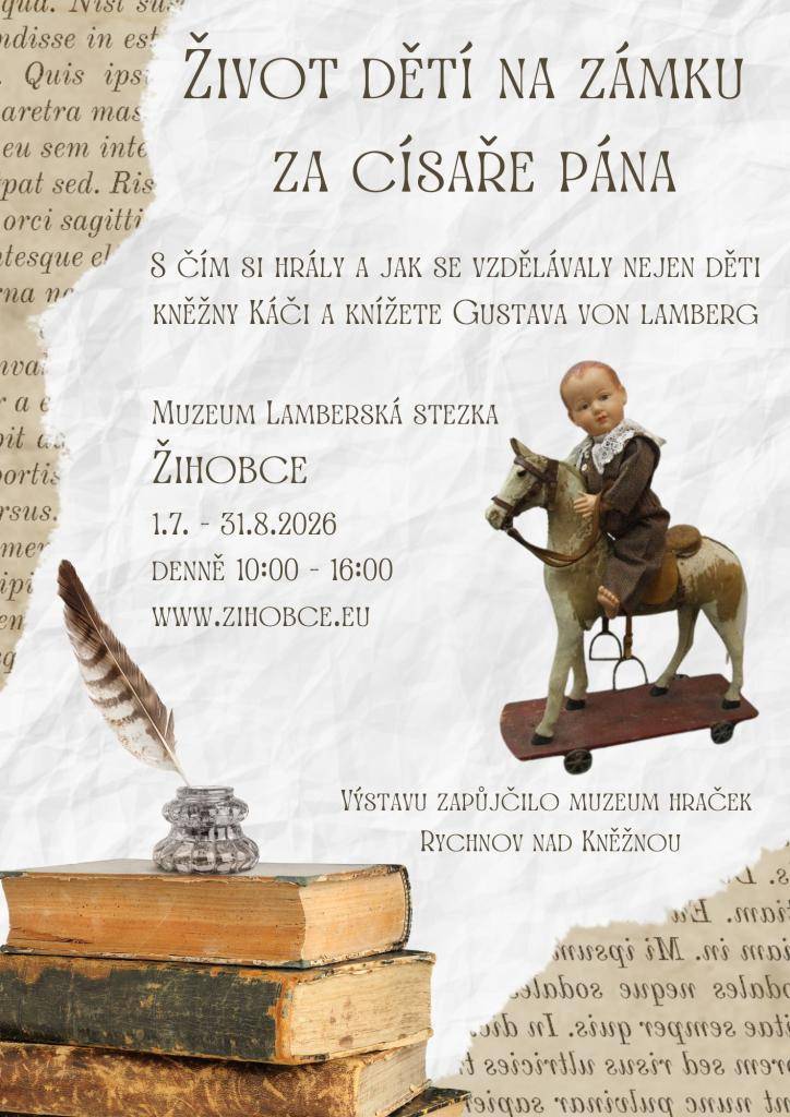 Aneb s čím si děti hrály a jak se vzdělávaly v časech Rakouska-Uherska. Prázdninová výstava zapůjčená z muzea hraček v Rychnově nad Kněžnou.