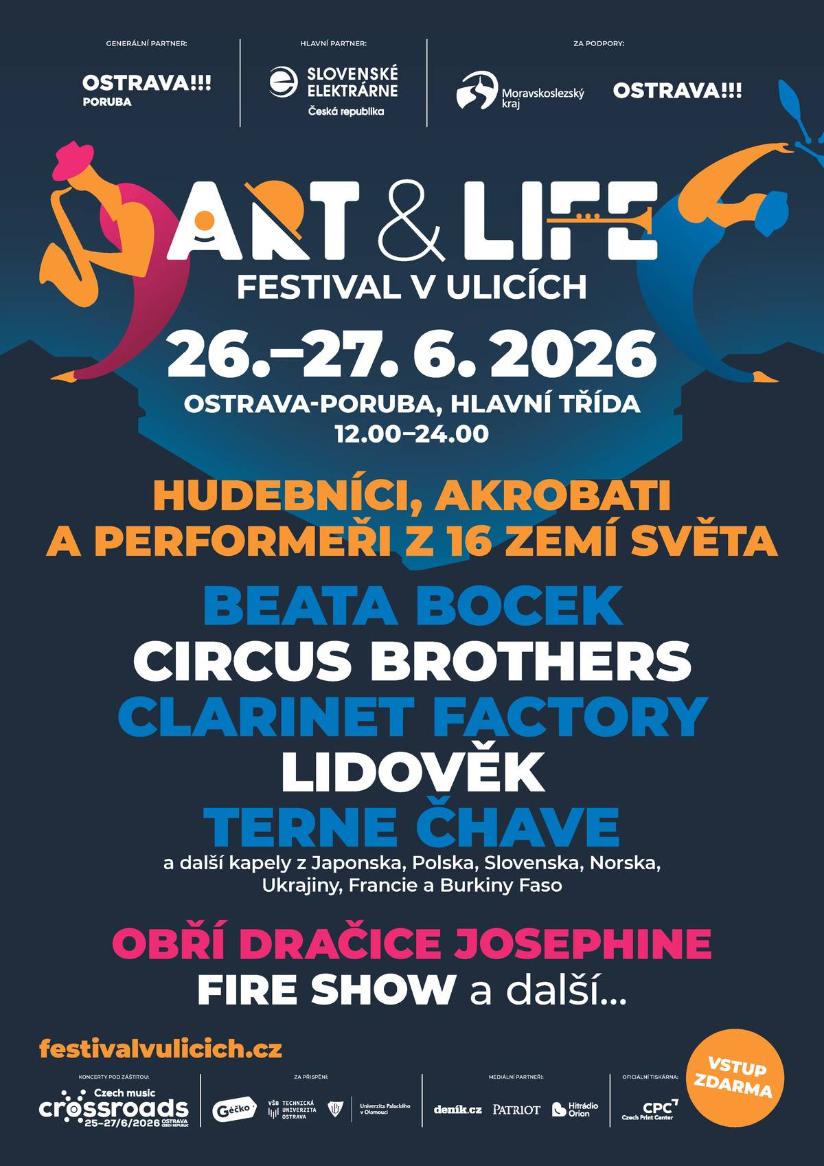 📅 26.–27. června 2026 ožije Hlavní třída Festivalem v ulicích✨ Čekají vás 🎪 taneční a akrobatická vystoupení, pouliční umění, 5m drak 🐉 či bublinová show 🫧 🎶 hudba z různých koutů světa 🌍 👨👩👧👦 program pro děti, tančírna, workshopy i gastro zóna 🍔💃 ❤️ Podpořit můžete také sbírku Srdce pro Porubu. Program festivalu zde