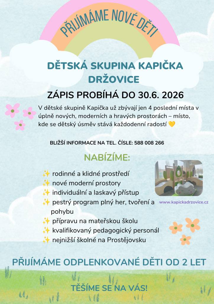 Zápis probíhá do 30. 6. Máme ještě 4 volná místa.