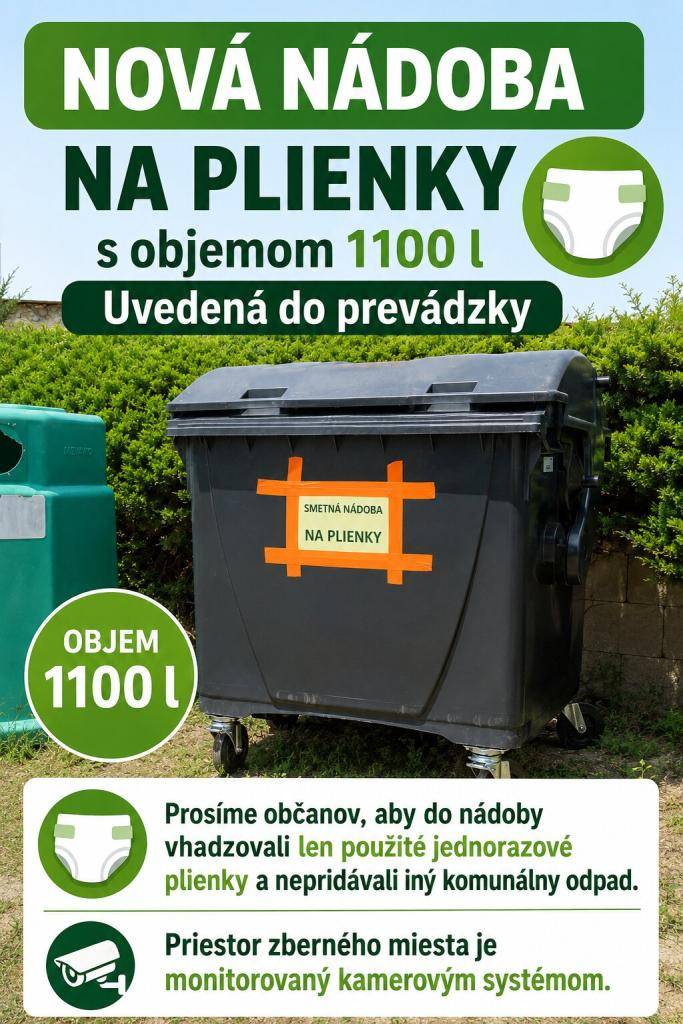 Nová nádoba na plienky  Új pelenkagyűjtő konténer