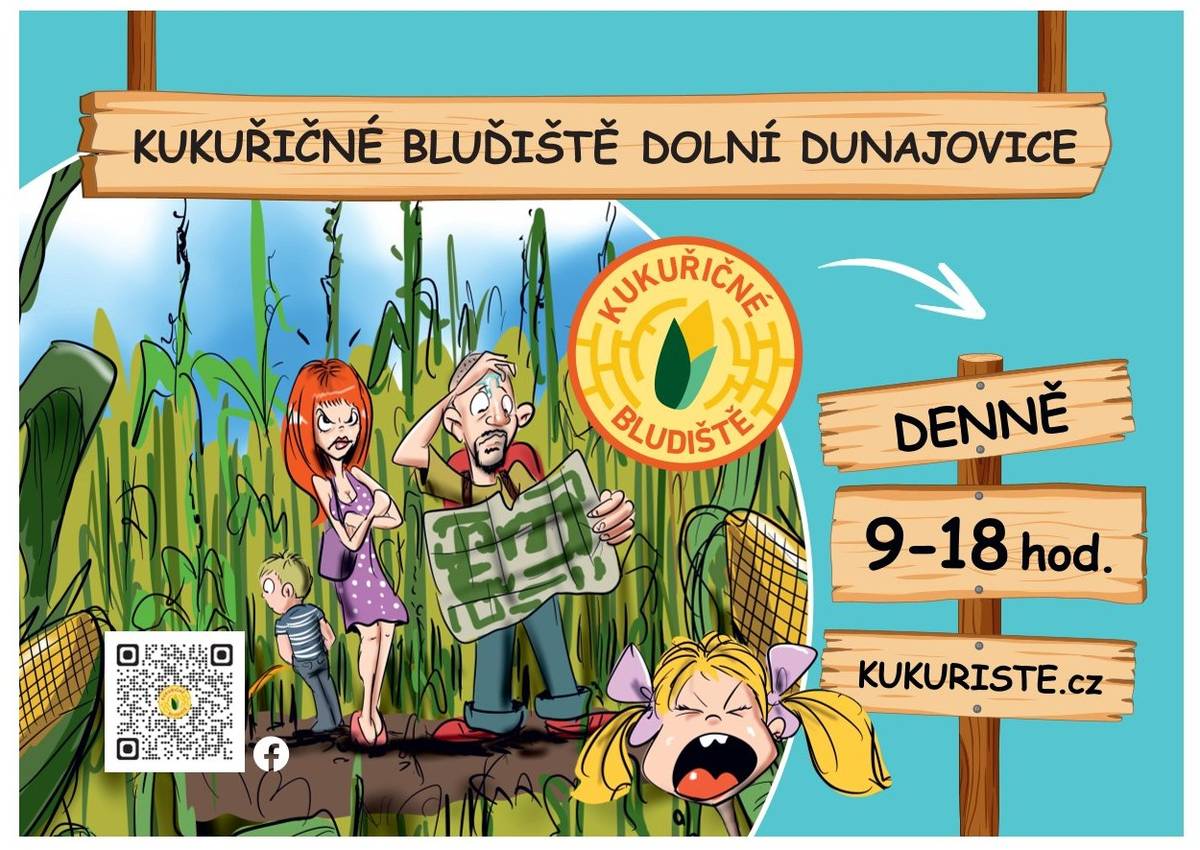 Provozovatelé Kukuřičného bludiště v Dolních Dunajovicích srdečně zvou malé i velké návštěvníky na zahájení nové sezóny. Bludiště bude otevřeno od soboty 27. června a následně každý den od 9 do 18 hodin. Přijďte si užít zábavu, dobrodružství a příjemný den s rodinou či přáteli.