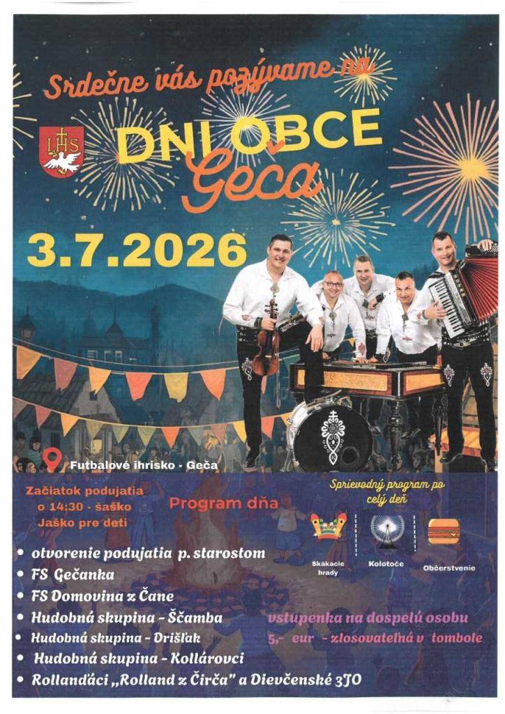 Pozvánka na Dní obce Geča 3.7.2026