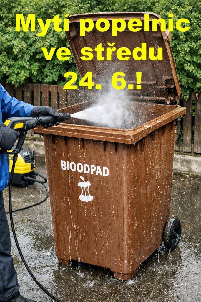Mytí hnědých nádob na bio odpad ve středu 24. 6. 2026