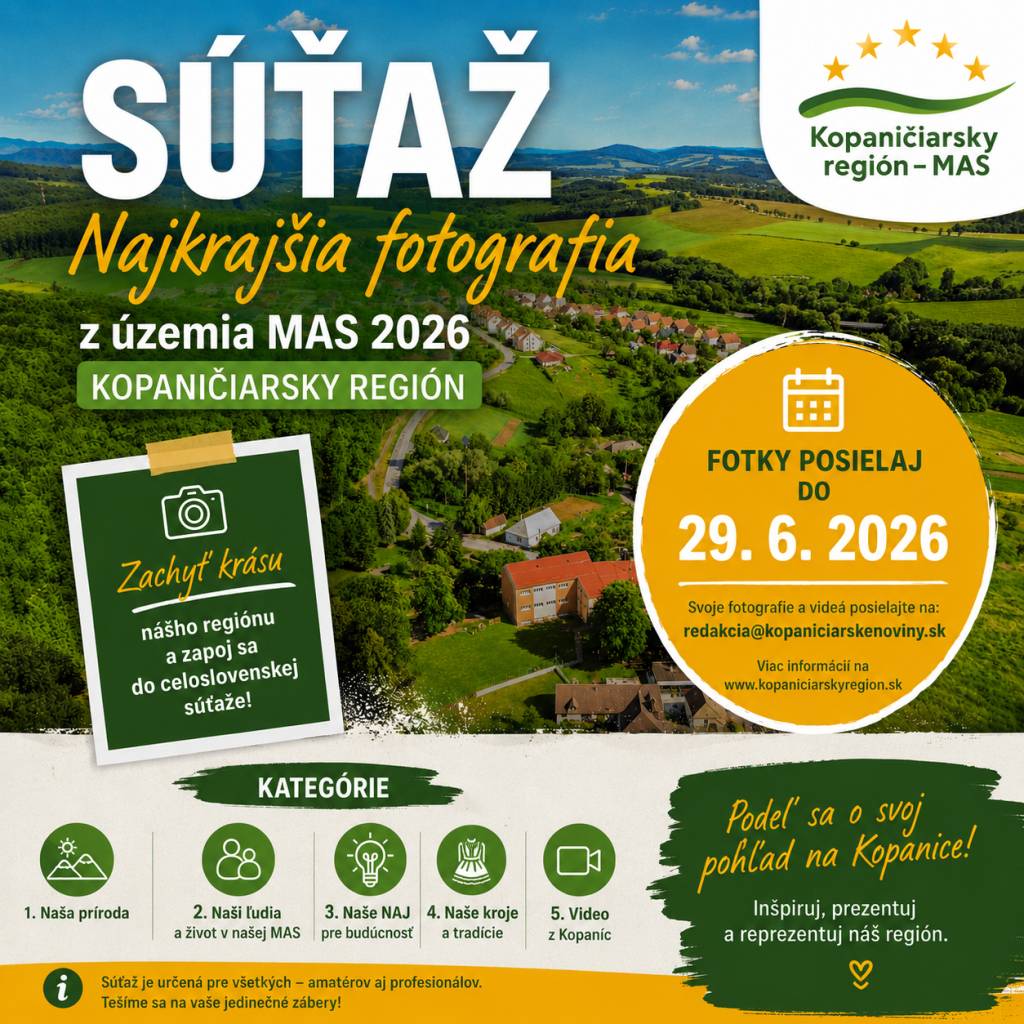 Národná sieť rozvoja vidieka SR vyhlásila už 16. ročník obľúbenej súťaže „Najkrajšia fotografia z územia MAS 2026“.