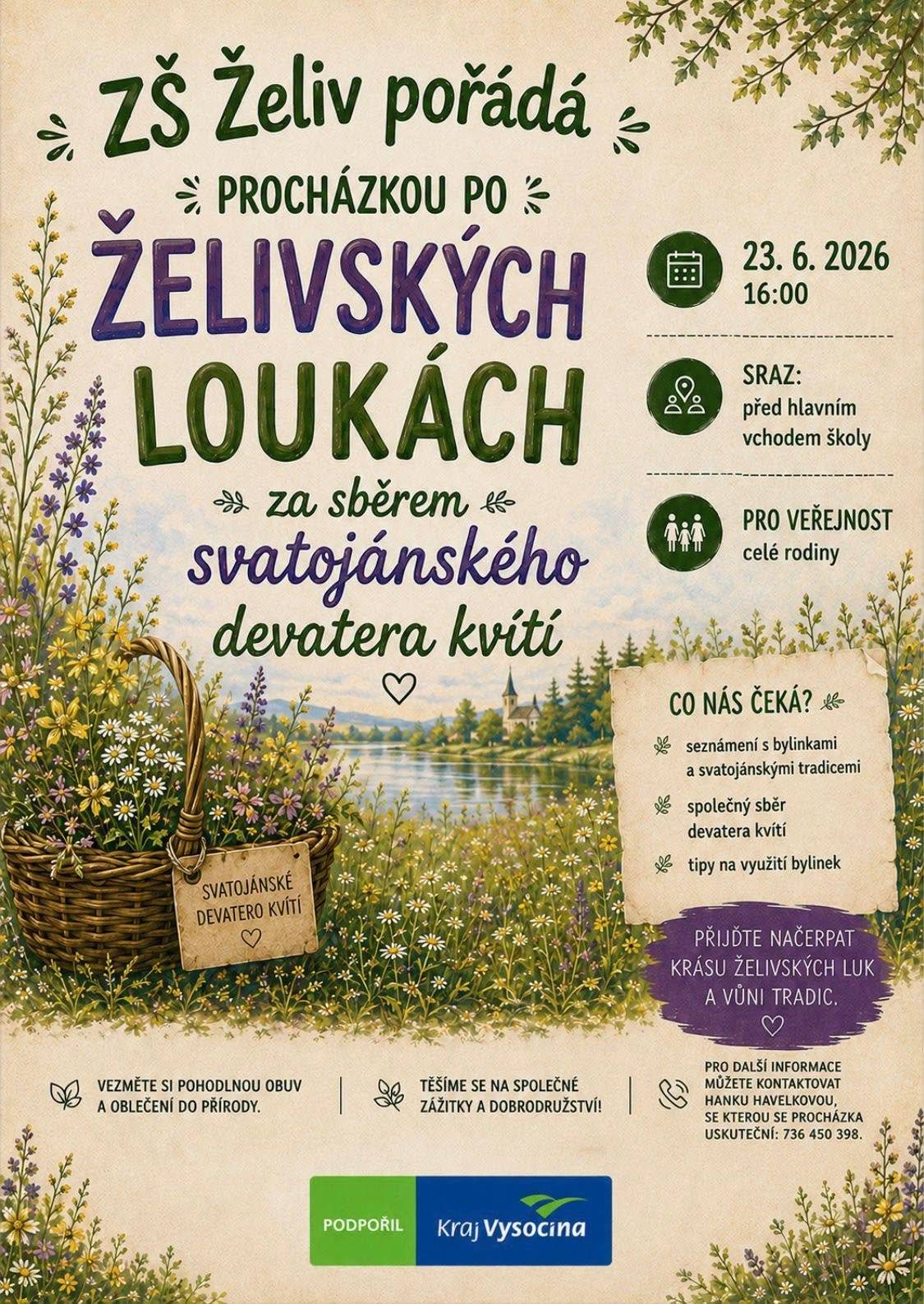Dnes se konají tyto dvě akce. Na obě jste srdečně zváni. Procházka po želivských loukách již v 16:00 hod. Sraz je u hlavního vchodu do ZŠ.  Hospodský kvíz v Klášterní restauraci začíná v 18:00 hod.
