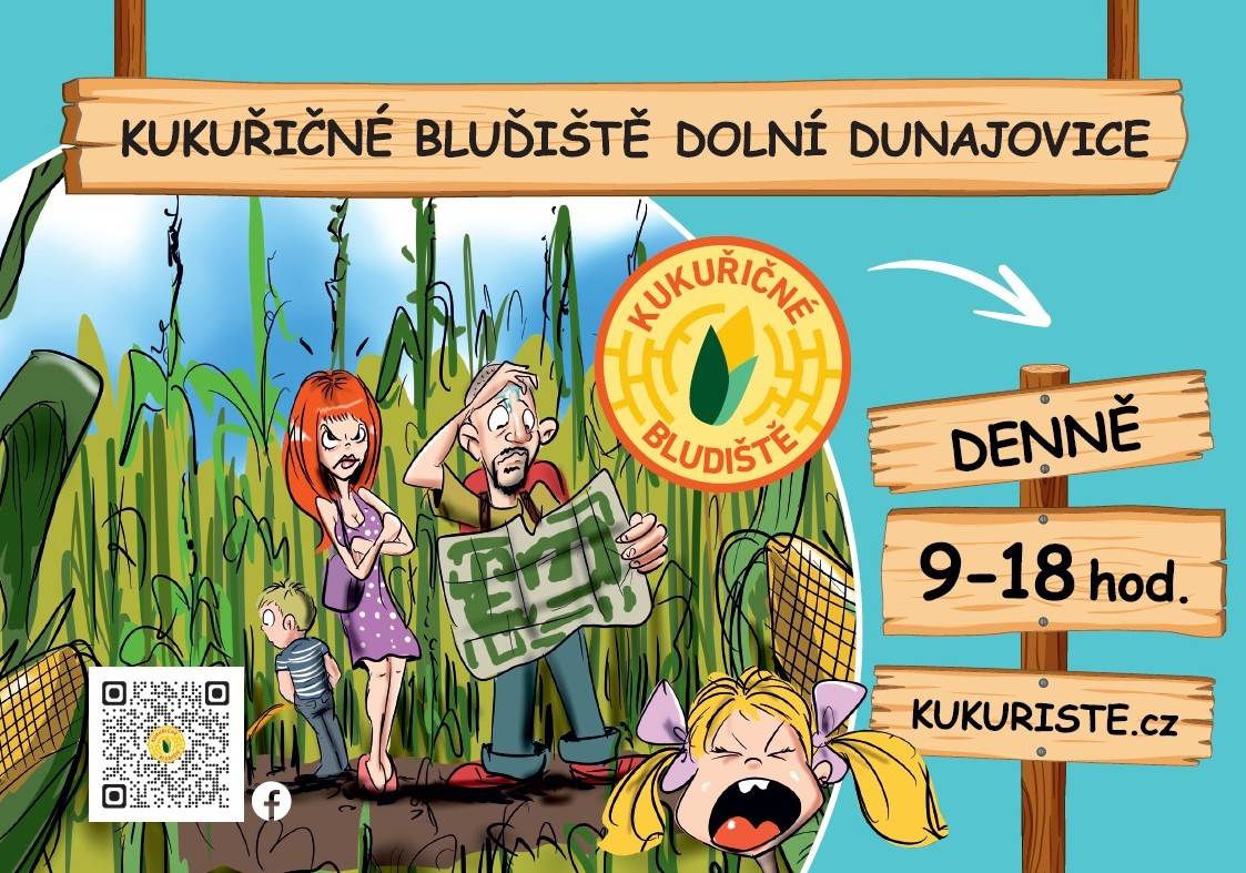 Pozvánka    Kukuřičné bludiště Dolní Dunajovice    Kdy: od 27.6.2026, denně 9 - 18 h  Kde: Dolní Dunajovice