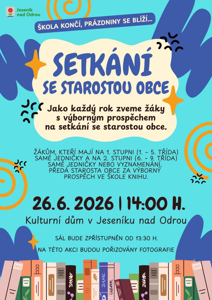 26. 6. 2026 od 14.00 hodin  sál KD Jeseník nad Odrou