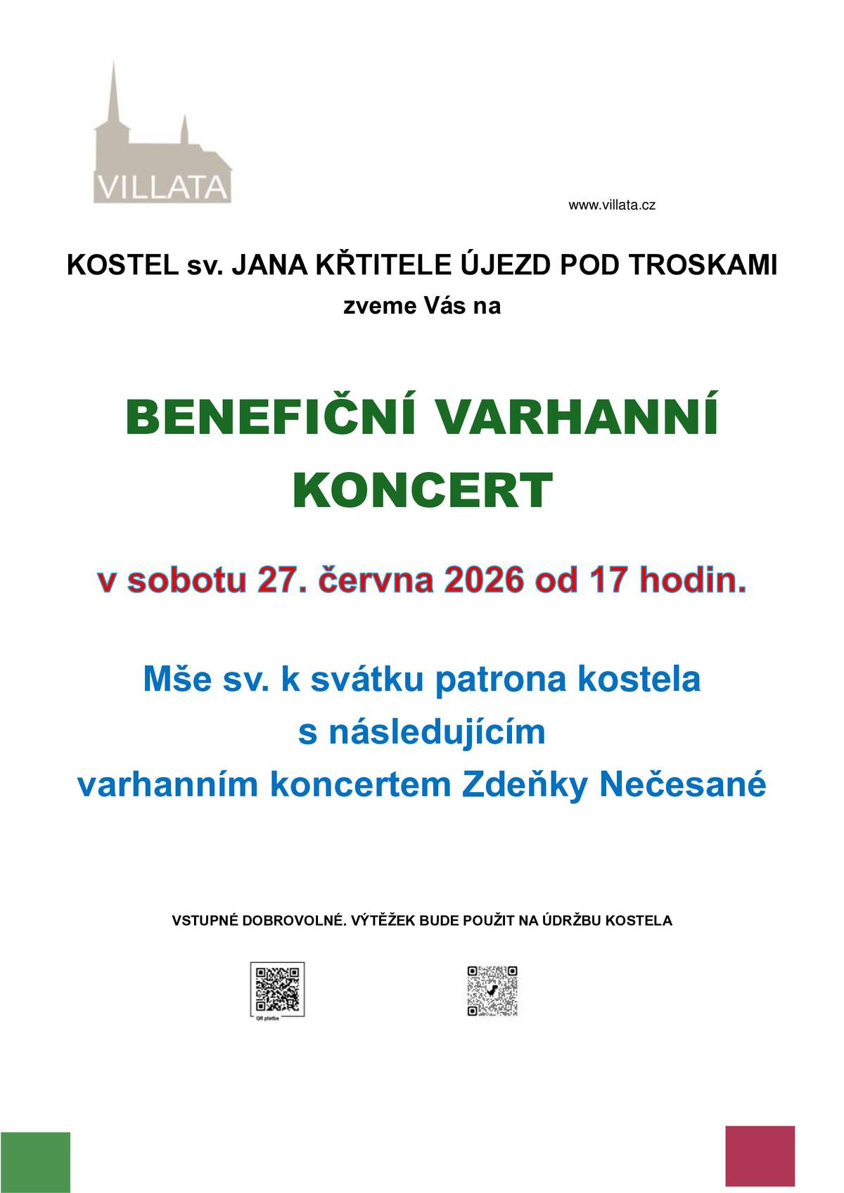 Dobrý den. Zasílám pozvánku na benefiční varhanní koncert.
