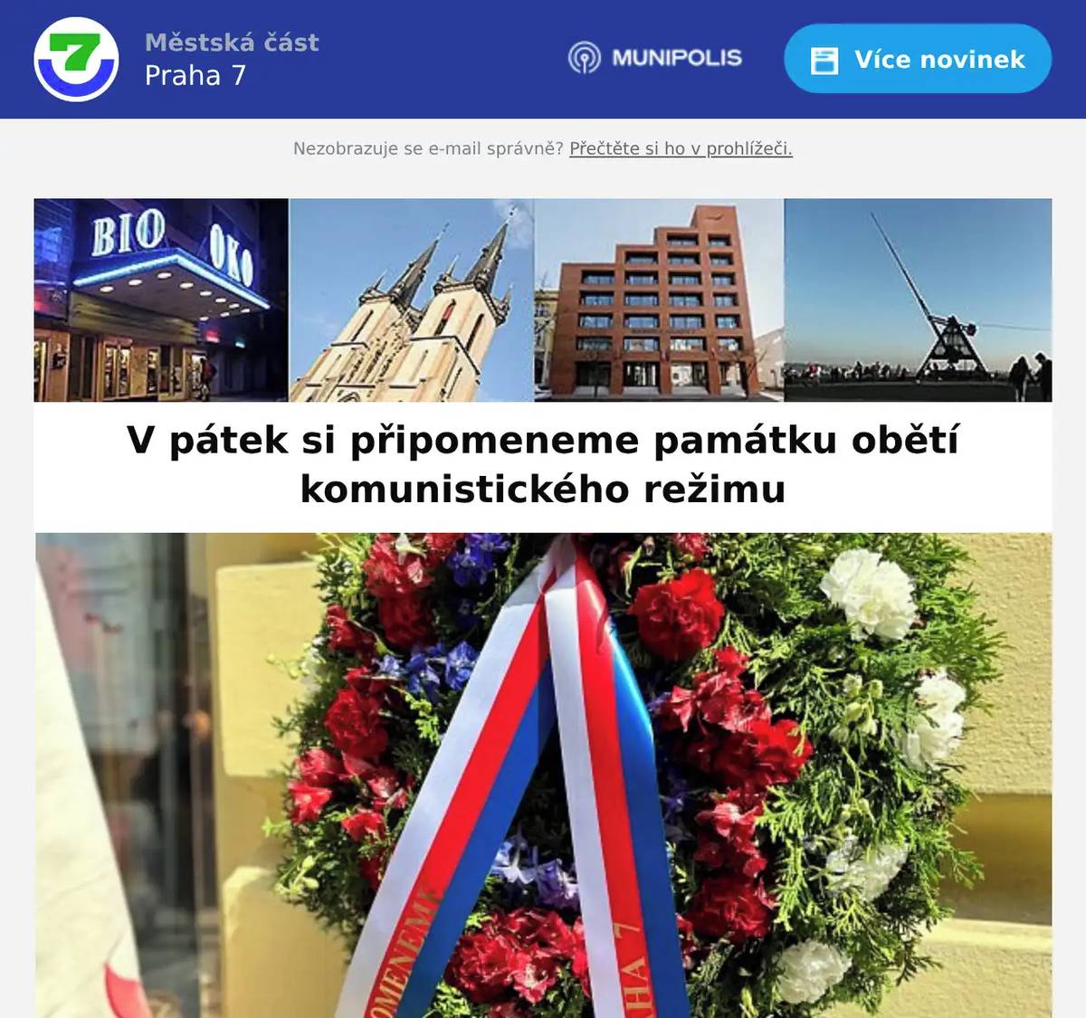 Zveme vás na pietní akt, který se uskuteční v pátek 26. června 2026 v 10 hodin u pamětní desky JUDr. Miladě Horákové, Milady Horákové 2, při němž uctíme oběti komunistického režimu.