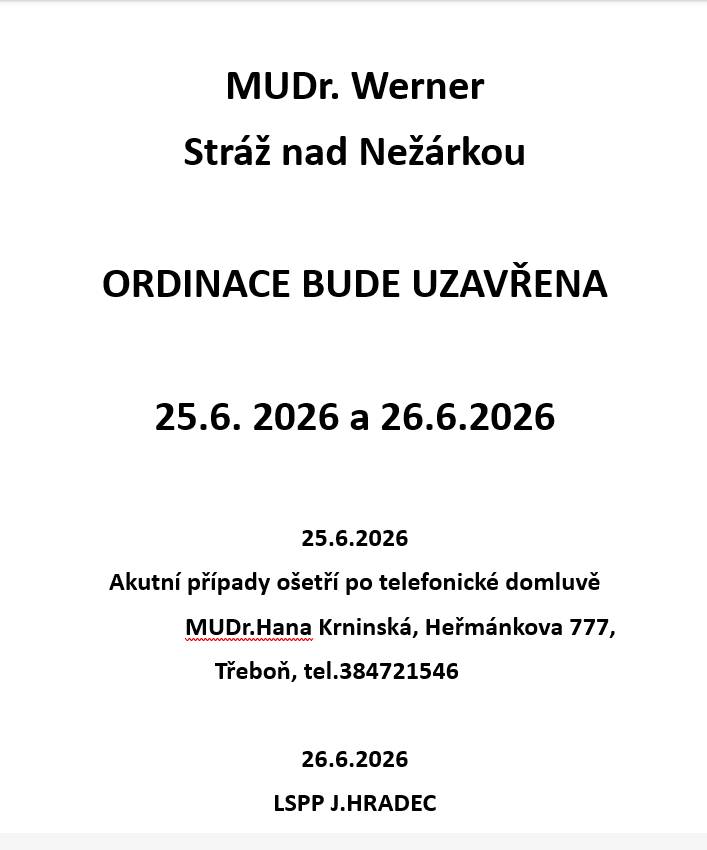 uzavření ordinace