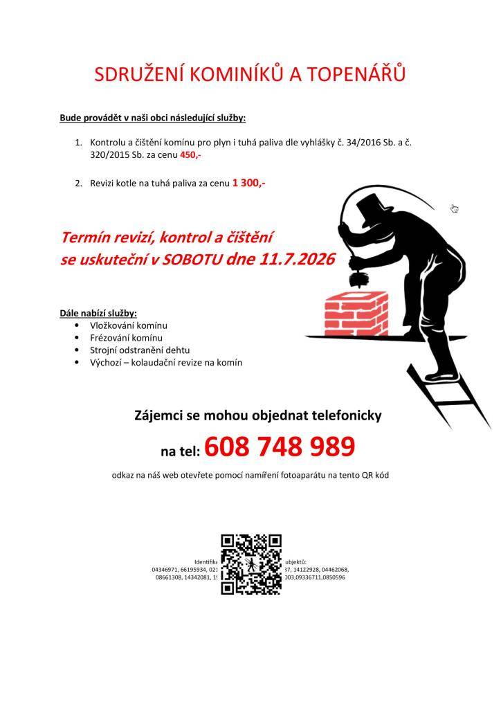 Kominictví - nabídka služeb