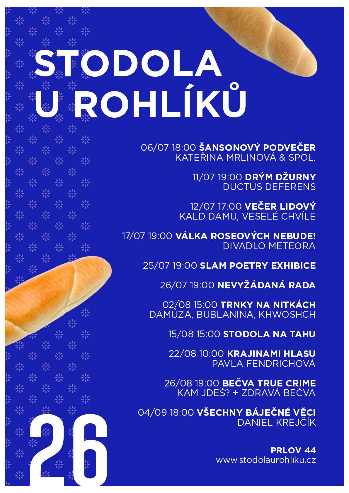 I letos jsme Stodola u Rohlíků připravili pestrý letní program plný divadla, koncertů, besed, slam poetry i akcí pro rodiny s dětmi. Snahou je vytvářet místo, kde se mohou potkávat lidé všech generací a společně si užívat kulturu v příjemné atmosféře prlovského údolí.