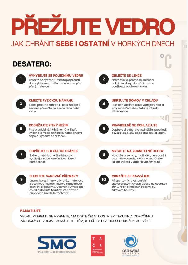 Vysoké teploty mohou ohrozit zdraví dětí, seniorů i dospělých. Přinášíme doporučení, jak se chránit v horkých dnech.🌞☀️