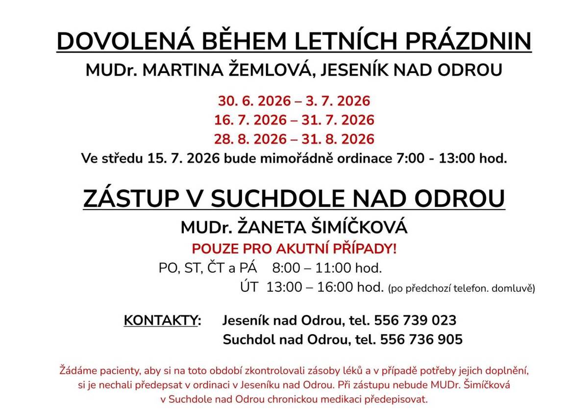DOVOLENÁ BĚHEM LETNÍCH PRÁZDNIN