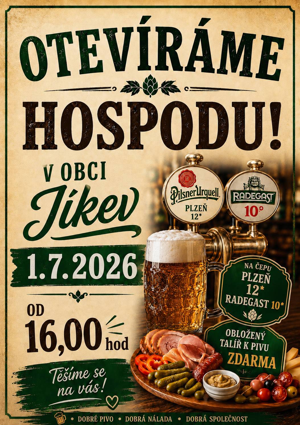 Nový provozovatel otevře 1.7.2026 hospodu na adrese Jíkev č.p.62.