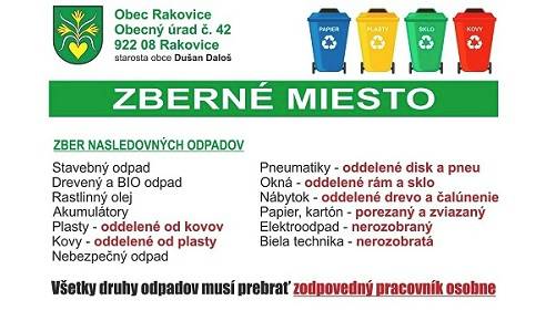 Zberný dvor je otvorený každý párny týždeň v pondelok 16-18:00 a v sobotu 8-10:00 hod. Každý občan musí mať pri vstupe na zberný dvor odpadovú kartu.