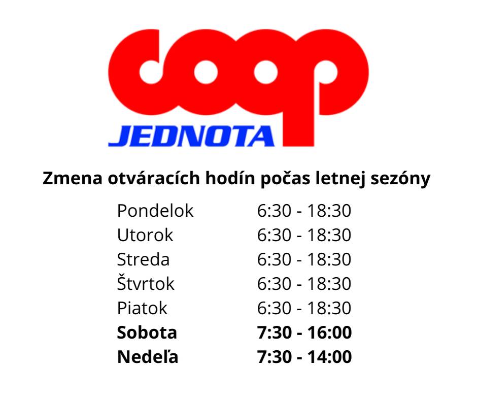 Coop Jednota Liptovský Ján má počas letnej sezóny rozšírené otváranie hodiny v sobotu a nedeľu.