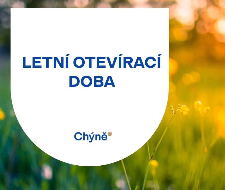 Vážení občané, upozorňujeme vás na změnu otevírací doby v průběhu letních prázdnin.  Městský úřad: Pondělí: 7:00 - 12:00, 13:00 - 17:00  Úterý: zavřeno pro veřejnost Středa: 7:00 - 12:00, 13:00 - 17:00  Čtvrtek: zavřeno pro veřejnost Pátek: zavřeno pro veřejnost Městská knihovna: Červenec:  31.7. - zavřeno  (Ostatní dny otevřeno dle otevírací doby) Srpen: 10.-14.8. zavřeno (Ostatní dny otevřeno dle otevírací doby)   Děkujeme za pochopení a přejeme vám krásné prázdniny. Váš MěÚ