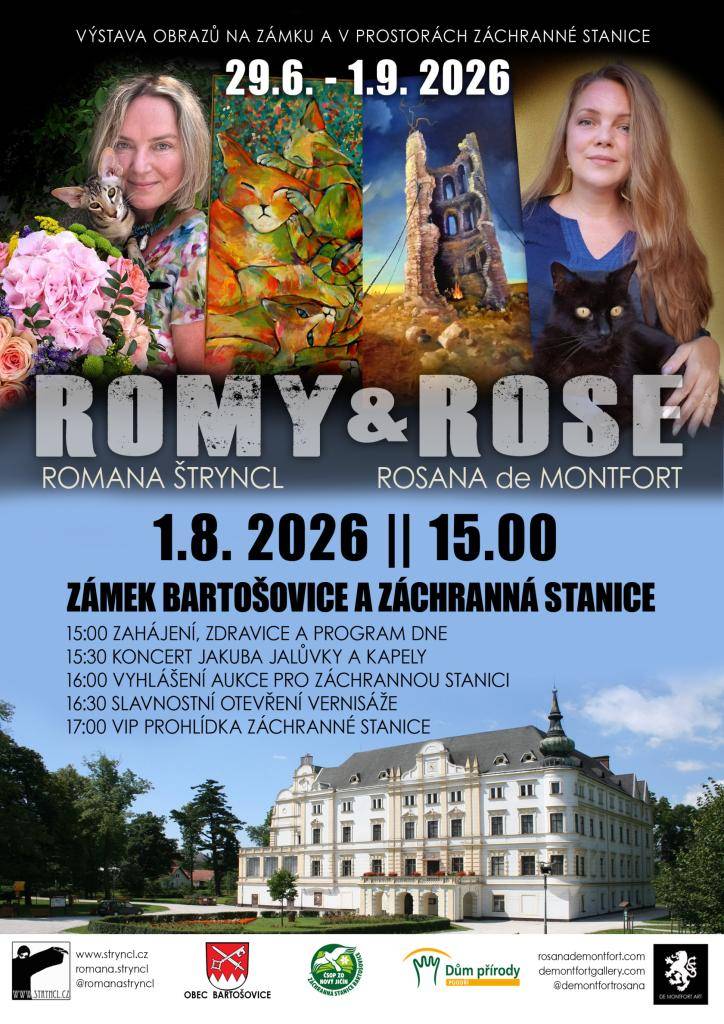 Na zámku v Bartošovicích a v Záchranné stanici proběhne od 29.6.2026 do 1.9.2026 "Výstava obrazů" na podporu Záchranné stanice v Bartošovicích.