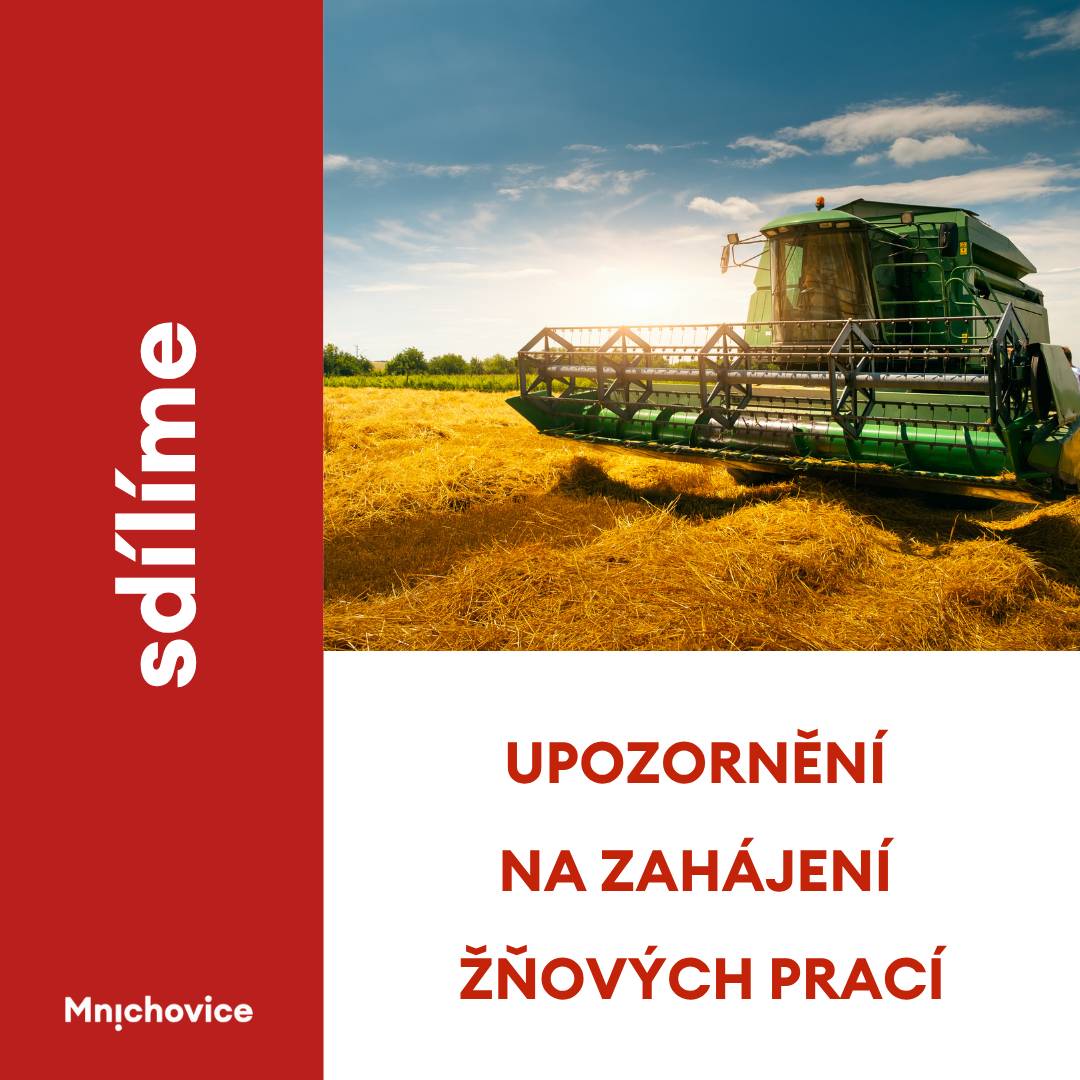 Vážení spoluobčané, dovolujeme si upozornit na zahájení sklizňových prací, které začnou podle odhadu již koncem června. Sklizňové práce obilnin a olejnin potrvají podle možností počasí ideálně v rozmezí 4-5 týdnů. Sklizňové práce kombajny jsou spojeny se zvýšenou prašností a úletem plev, zejména při horších povětrnostních podmínkách. V tomto případě může dojít ke znečištění venkovních bazénů, nebo při otevřených oknech zaprášení místností. Doporučujeme proto věnovat pozornost pohybu zemědělské techniky a včas zajistit vhodnou ochranu proti prachu a posklizňovým zbytkům. Uvědomujeme si, že to může dočasně ovlivnit Vaše pohodlí, proto Vás prosíme o toleranci a ohleduplnost vůči zemědělcům, kteří právě v těchto dnech završují měsíce náročné práce na polích. Sklizené plodiny putují většinově do potravinářského průmyslu – z komodit se vyrábí řepkový olej, mouka nebo plzeňské pivo. Prosíme, buďte pozorní, a pokud to bude možné, tak i trpěliví a ohleduplní. Naložená souprava je poměrně těžká a brzdná dráha je v takovém případě samozřejmě delší. Technologie sice postoupily, ale stále je ve hře lidský faktor. Určitě se všichni chceme vyhnout případné materiální škodě, natož úrazu. A když uvidíte zemědělský stroj, tak zkuste prosím myslet na člověka v něm. Rádi bychom také tímto předešli řadě telefonátů a dotazů ze strany některých spoluobčanů v souvislosti s technologií sklizně a načasování. I pro nás by bylo lepší sklízet pouze během pracovního týdne. Zemědělství ale není pásová výroba nebo kancelářská práce. Je to činnost, která úzce souvisí s přírodou a přírodními procesy. Plodiny se musí sklidit v době, kdy mají tu správnou zralost, den zpoždění nebo urychlení by přinesl víc škody než užitku. Současně je třeba brát ohled i na počasí, které jak jistě všichni víte je čím dál tím více nevyzpytatelné. Pokud se podaří sklidit plodiny v době optimální zralosti a při optimální sušině, vyhneme se tak jednak zátěži životního prostředí (není třeba plodiny dosoušet), tak i zhoršení kvality (snížení rizika plísní). Děkujeme Vám za pochopení a vstřícnost v tomto hektickém období. Vaše trpělivost pomáhá tomu, aby se práce na poli mohla udělat včas a plodiny mohly dorazit tam, kde jsou potřeba – až na náš stůl. S přáním klidného a příjemného léta, Roman Havel provozní ředitel ZEA Světice, a.s.