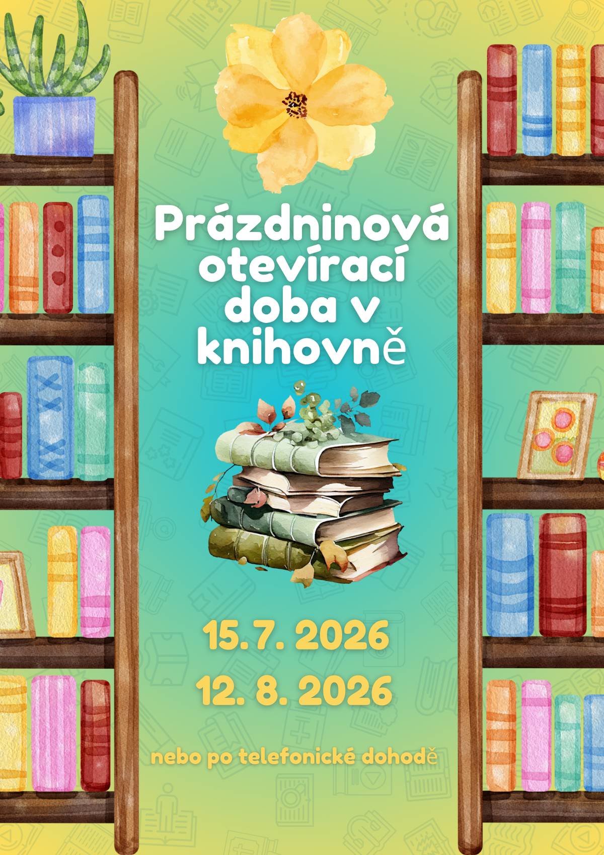 Místní knihovna v Církvici bude v době prázdnin otevřena 15. 7. 2026 a 12. 8. 2026.