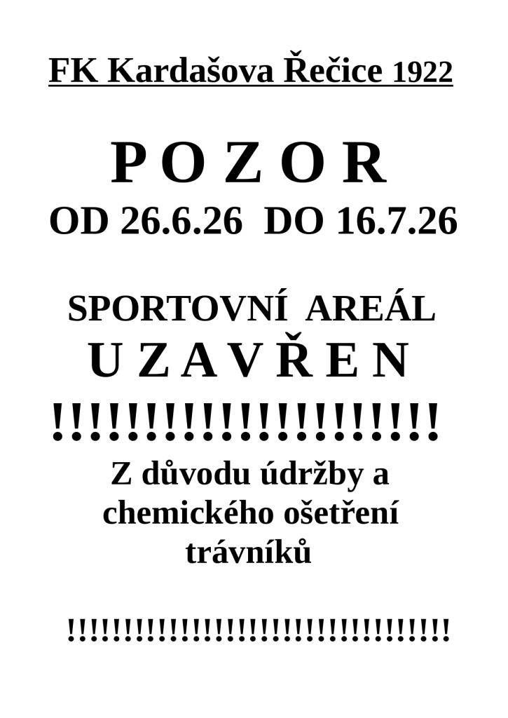Sportovní areál uzavře