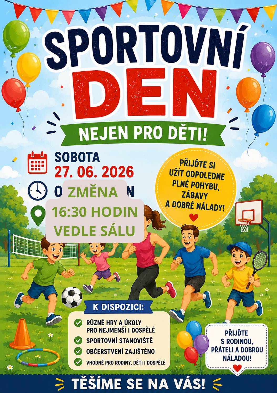 I přes vysoké teploty se na vás zítra budeme těšit v Sezemicich. Pro děti budou připravena nenáročná stanoviště s úkoly a všichni bez rozdílu věku si užijí hry Kubb nebo Cornhole. Nebude chybět ani osvěžení vodou 💦 ale také 🍺🍹.   Sejdeme se na plácku u sálu až v 16:30, abyste se stihli osvěžit někde u vody :) Těšíme se na vás.
