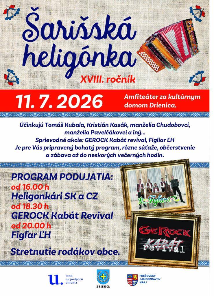 18-ty ročník Šarišskej heligónky, dňa 11.7.2026