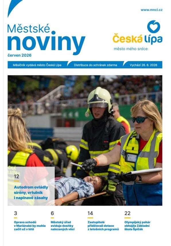 Vážení čtenáři,  právě dnes vyšly červnové Městské noviny se spoustou zajímavého čtení z dění ve městě.  V elektronické podobě si je můžete tradičně přečíst zde.  Přejeme příjemné čtení.  město Česká Lípa
