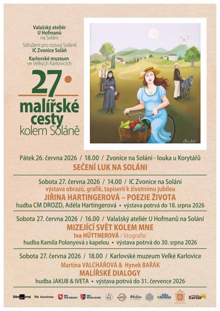 - Nález peněženky s doklady  - Prodej drůbeže  - Koncert orchestru Melody Band   a kapely Veselá nota v kulturním domě  - Sečení luk na Soláni  - Sobotní výstavy v IC Zvonice Soláň, ve Valašském ateliéru u Hofmanů a v Karlovském muzeu  - Fotbalový turnaj v malé kopané