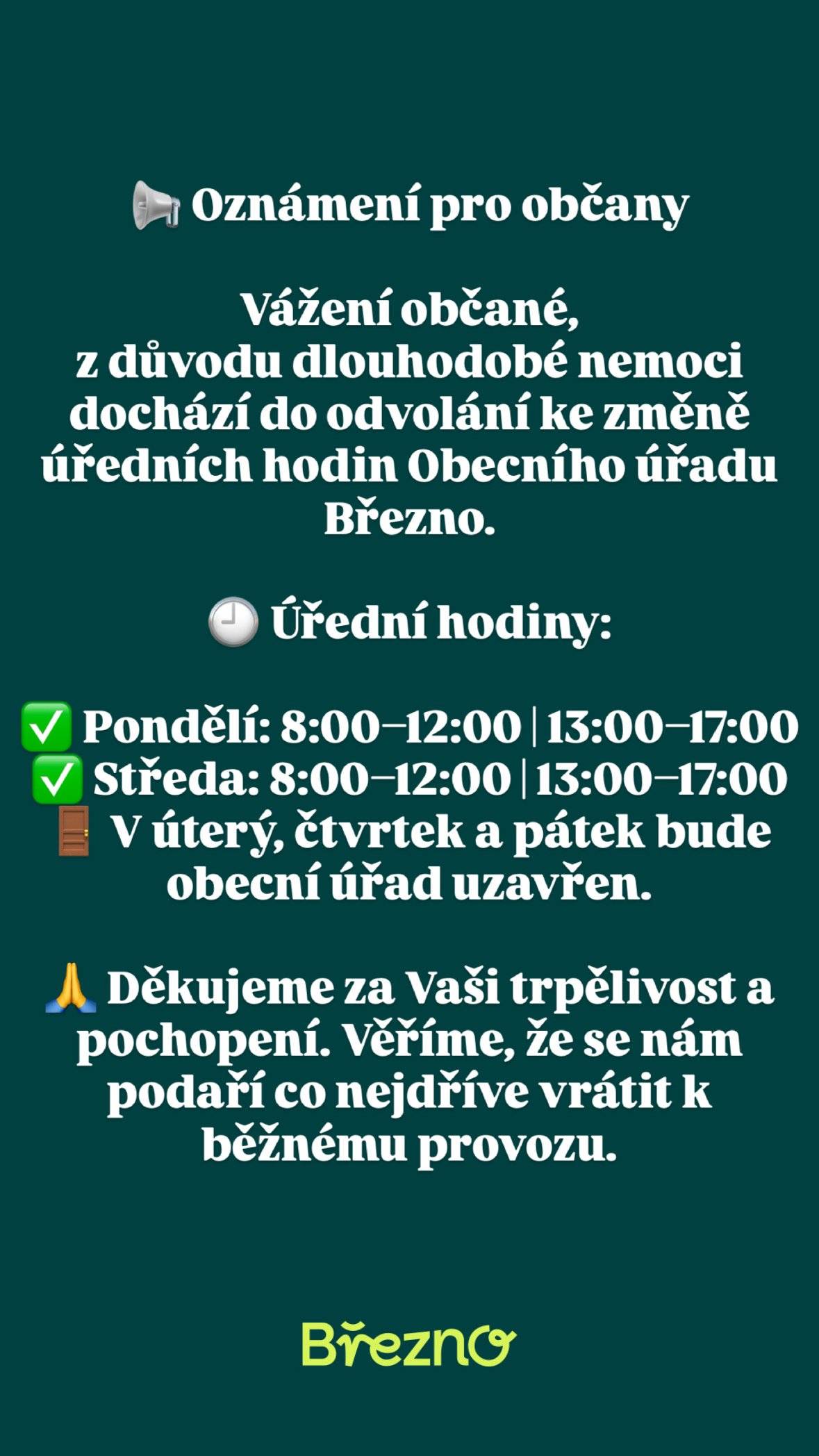 Prosím, berte vědomí. 🙏🏼👇🏼