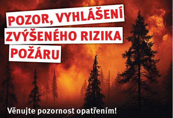 Hejtmanka Středočeského kraje v souladu s čl. 2 písm. a) Nařízení Středočeského kraje č. 1/2025 ze dne 13.3.2025, o stanovení podmínek k zabezpečení požární ochrany v době zvýšeného nebezpečí vzniku požáru, a na základě doporučení Hasičského záchranného sboru Středočeského kraje  v y h l a š u j e  na celém území Středočeského kraje dobu zvýšeného nebezpečí vzniku požáru na období od 26.6.2026 00.00 hod. do 29.6.2026 00.00 hod.  V období zvýšeného nebezpečí vzniku požáru vstupují v platnost opatření, omezení a povinnosti stanovené v Nařízení Středočeského kraje č. 1/2025 ze dne 13.3.2025, o stanovení podmínek k zabezpečení požární ochrany v době zvýšeného nebezpečí vzniku požáru (vyhlášeno ve Sbírce právních předpisů územních samosprávných celků a některých správních úřadů, částka 86/2025).  Toto opatření nabývá účinnosti dnem vyhlášení.  Mgr. Petra Pecková hejtmanka