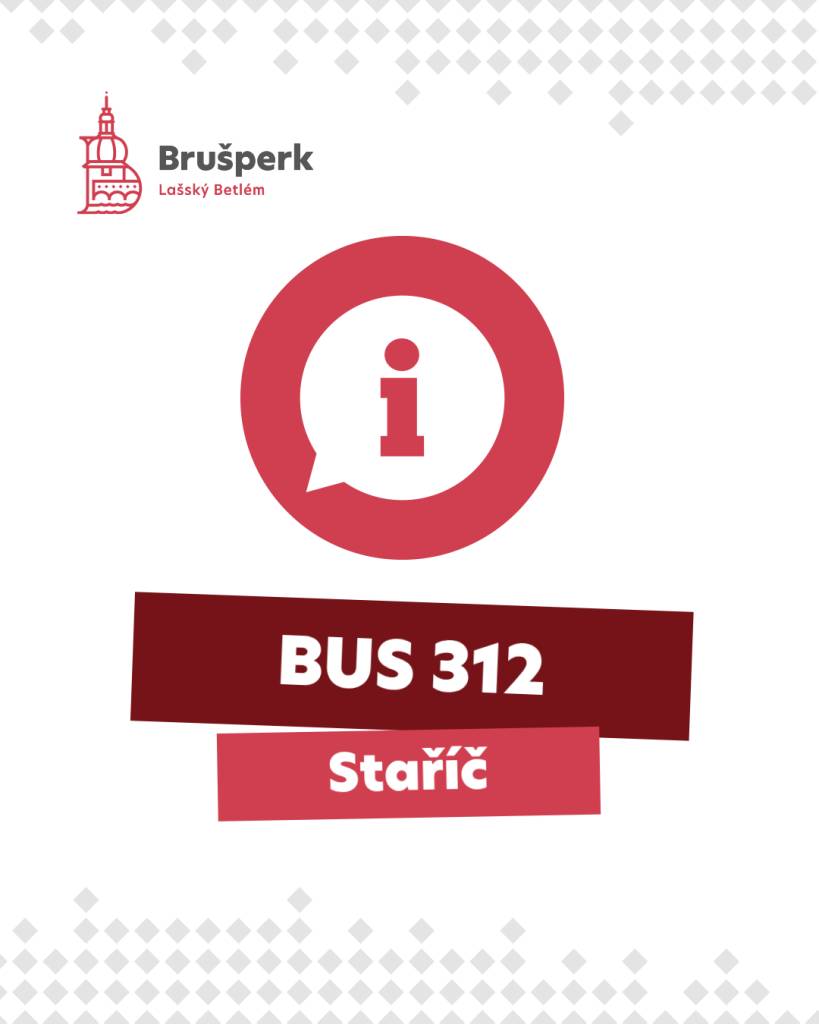 Vážení cestující,  z důvodu stavebních prací v obci Staříč dojde  na lince MHD 312  od pondělí 29. 6. 2026 do pátku 21. 8. 2026 k úpravě provozu, viz příloha.