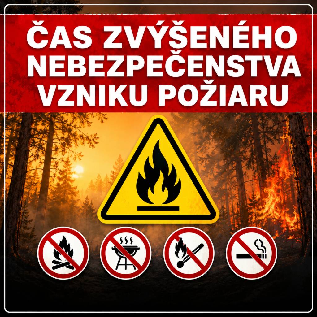 Okresné riaditeľstvo Hasičského a záchranného zboru v Nitre vyhlasuje čas zvýšeného nebezpečenstva vzniku požiaru pre celé územie okresu Nitra a Šaľa od 26. júna 2026 od 12.00 hod. do odvolania.
