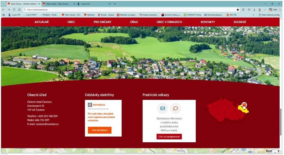 Ve spodní části webových stránek obce můžete nově nalézt baner ČEZ Distribuce, který vás po prokliknutí navede na stránky distributora elektřiny. Mimo aktuálních odstávek elektřiny tam naleznete i tel.čísla nebo formuláře pro hlášení mimořádných událostí.