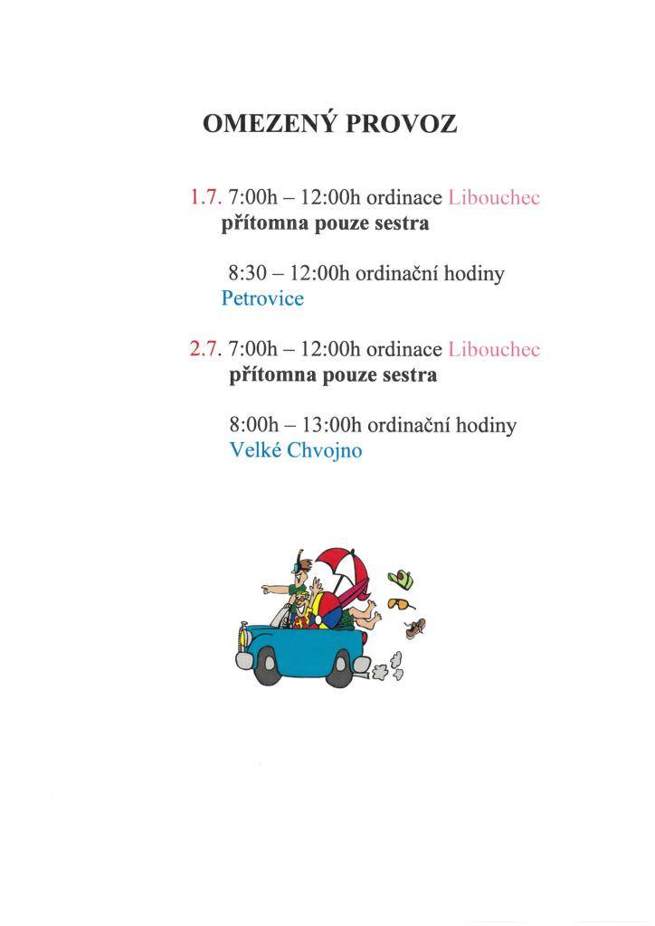 V souvislosti s omezeným provozem ordinace upozorňujeme na změny v ordinačních hodinách.