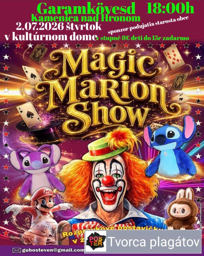 V miestnom kultúrnom dome sa uskutoční magické predstavenie  s rozprávkovými postavičkami