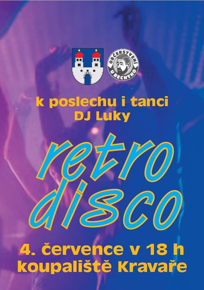 Retro disko - k poslechu i tanci hraje DJ Luky a to v sobotu 4.7.2026 od 18 h na koupališti v Kravařích.