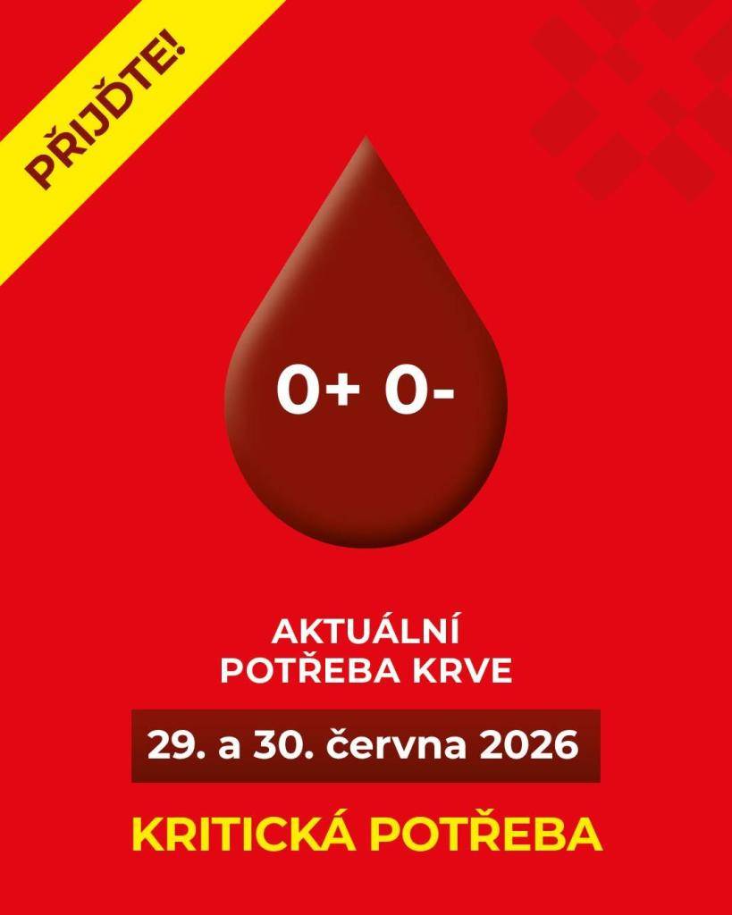 Nemocnice TGM Hodonín hlásí kritický nedostatek krevních skupin 0+ a 0−