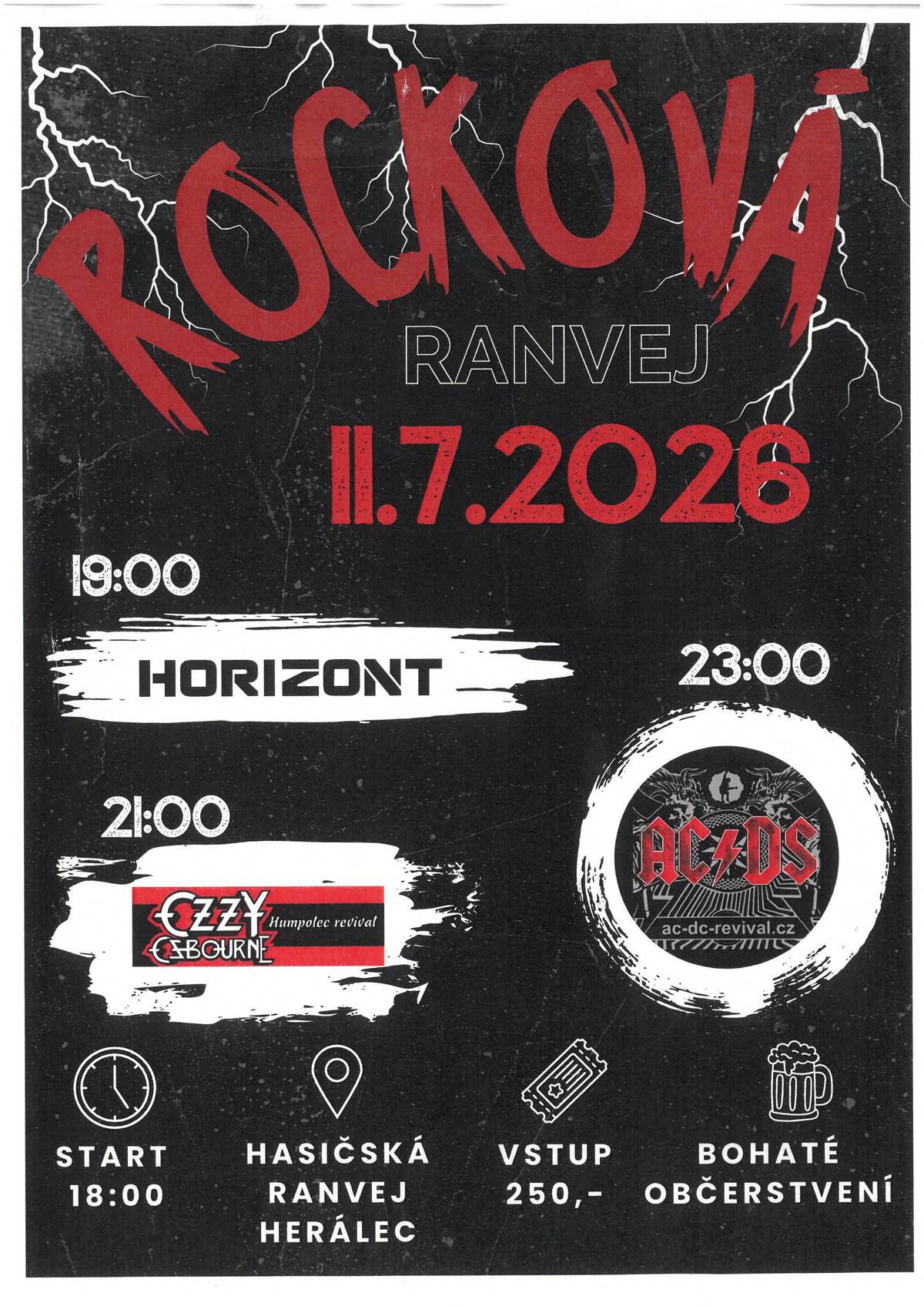 ROCKOVÁ RANVEJ HERÁLEC 11.7.2026 od 18 hod. - vstup 250,- Kč (bohaté občerstvení) - HORIZONT, OZZY OZBOURNE-Humpolec revival, AC-DS - ac-dc-revival.cz