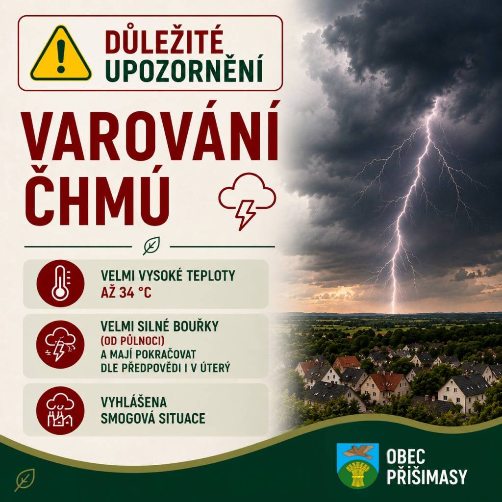 Dnešní počasí může být velmi nebezpečné. Prosíme všechny občany o zvýšenou opatrnost.