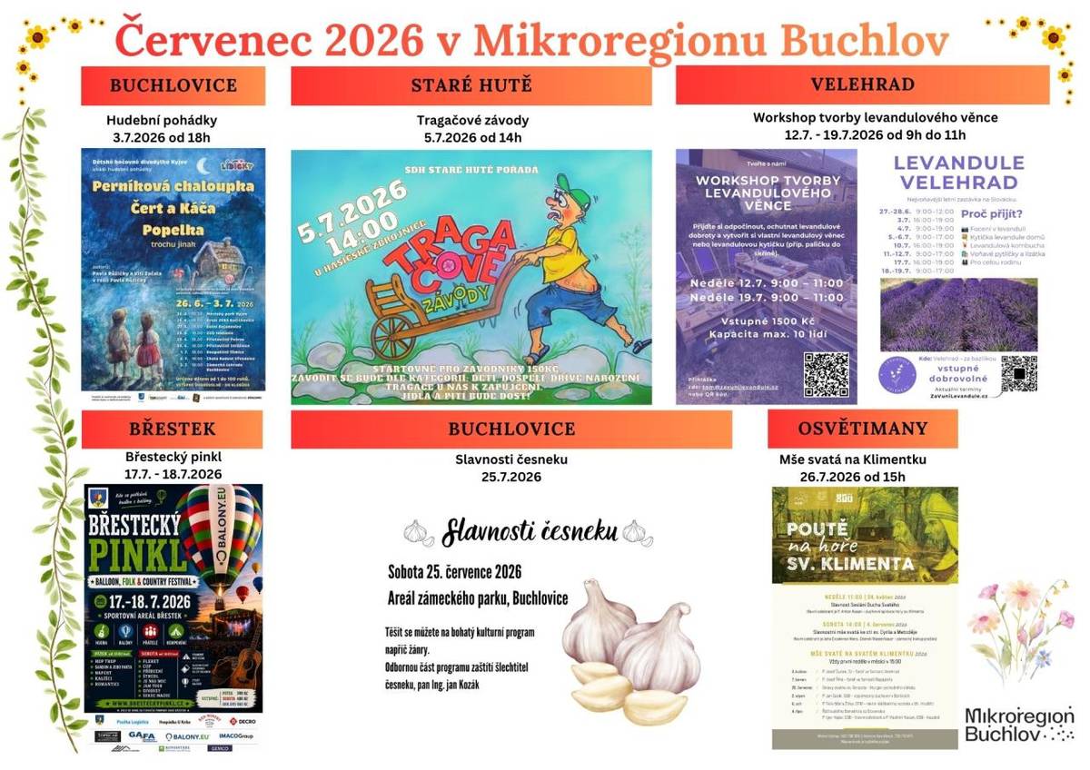 Kulturní akce v červenci 2026 v Mikroregionu Buchlov