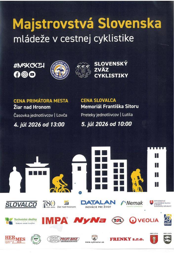 V dňoch 4. a 5. júla 2026 budú prebiehať preteky v cesnej cyklistike.