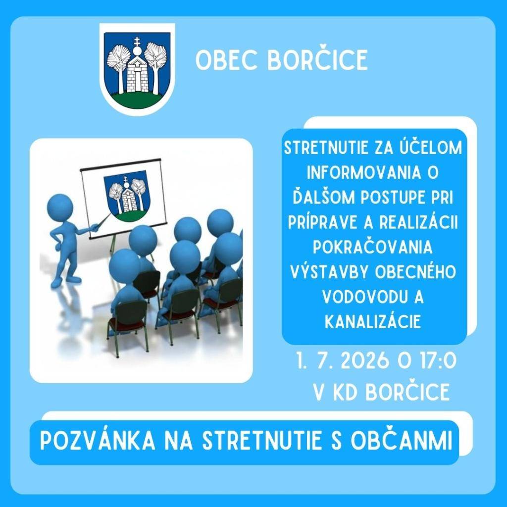 Pozvánka na stretnutie - vodovod a kanalizácia 1.7.2026