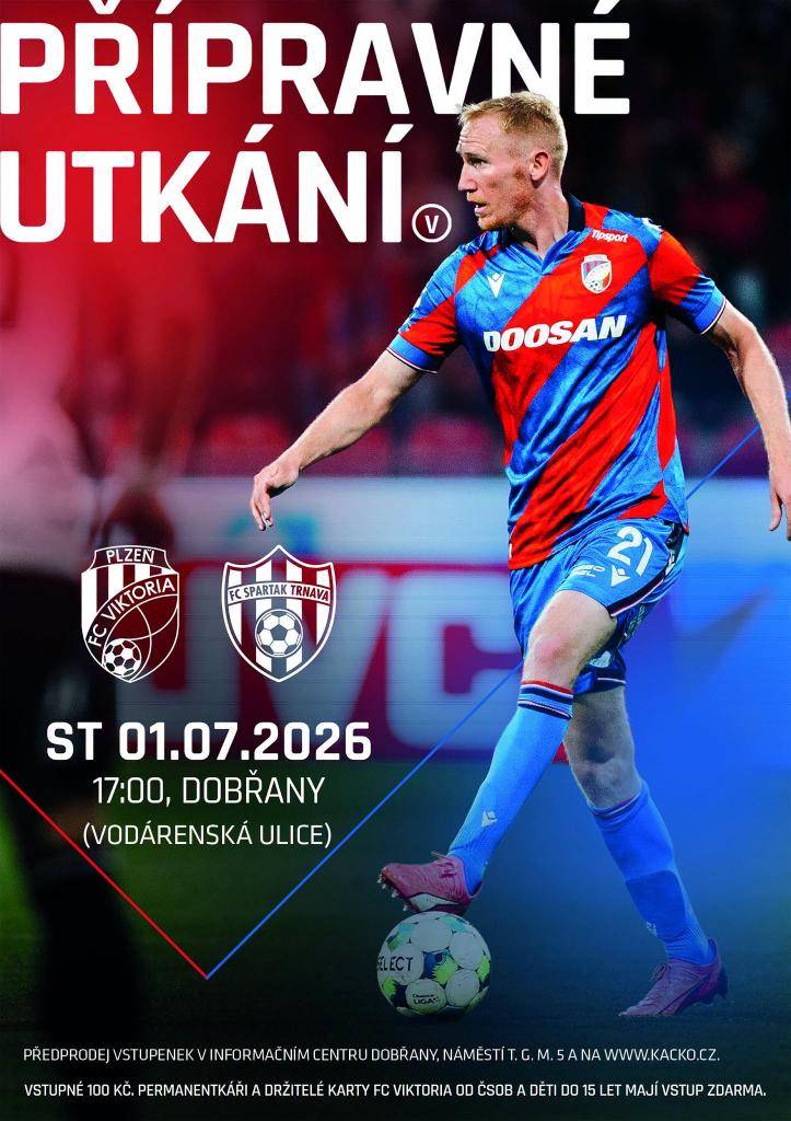 Ve středu 1. července se v dobřanském fotbalovém areálu odehraje přípravné utkání mužů FC Viktoria Plzeň a FC Spartak Trnava.