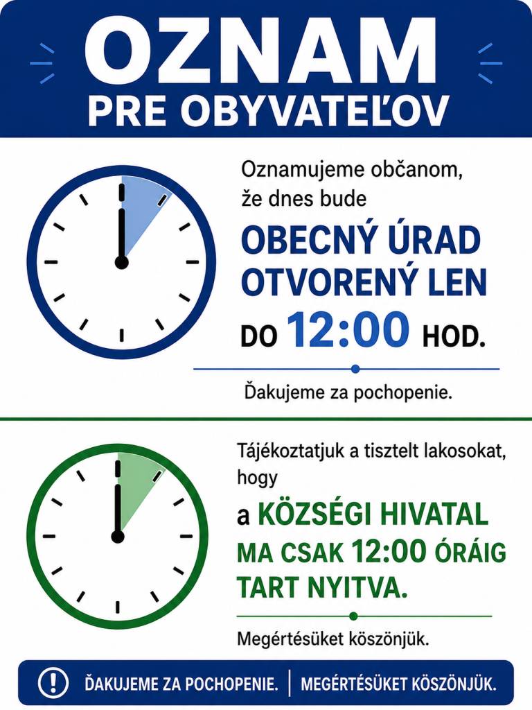 Lakossági tájékoztató - Oznam pre obyvateľov